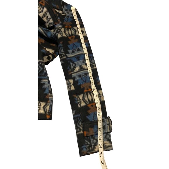 JouJou Tribal Pattern Small Fleece Double-Breasted Lined Peacoat Jacket Aztec - Picture 6 of 14